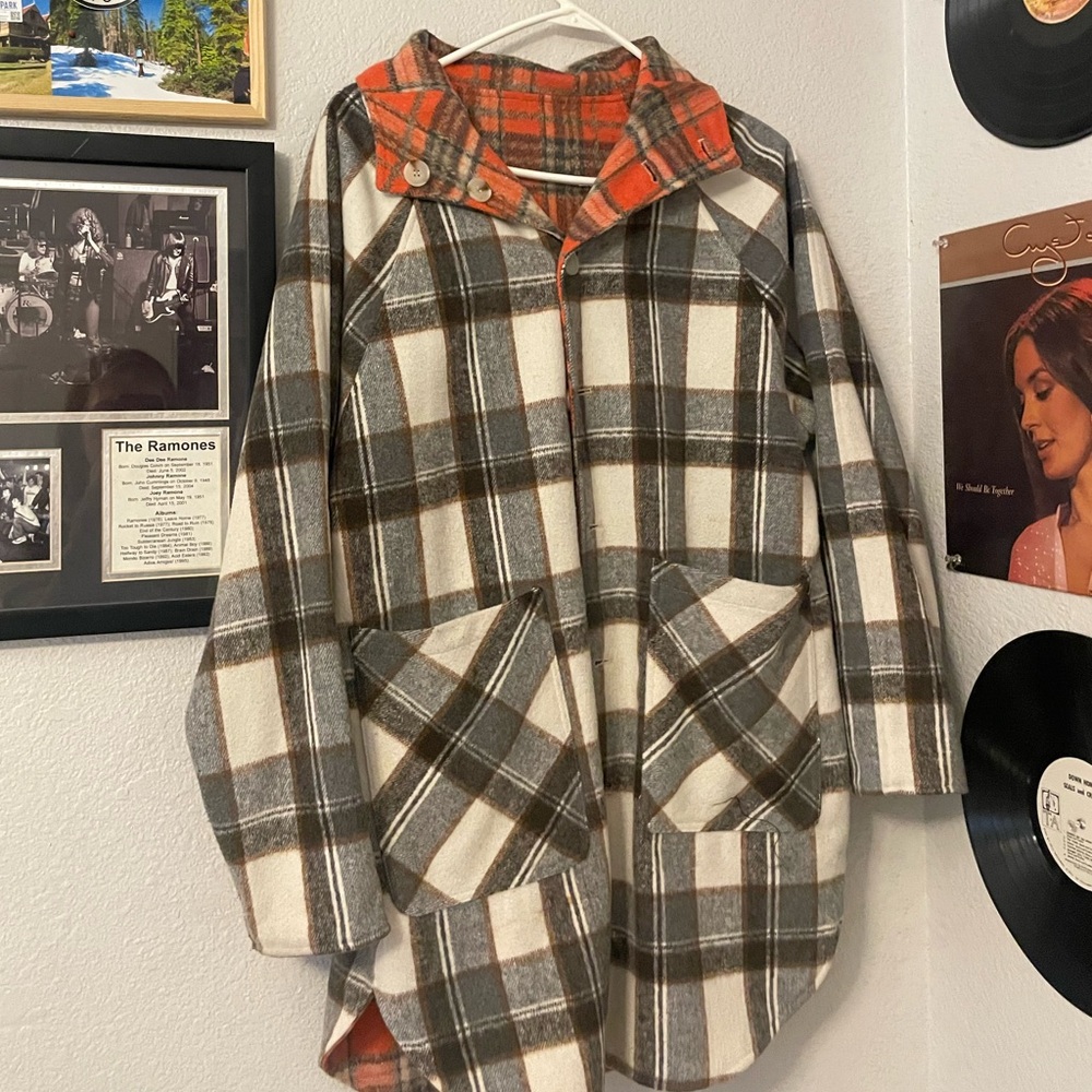 Plaid Hooded Jacket with Pockets